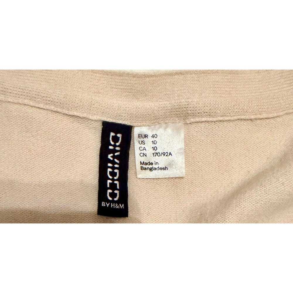 H&M Ivory Button Front V-Neck Cardigan Sweater Cotton Blend Size 10 - Picture 8 of 8